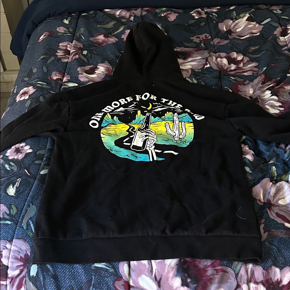 Retrofit Black Graphic Hoodie with Colorful Design